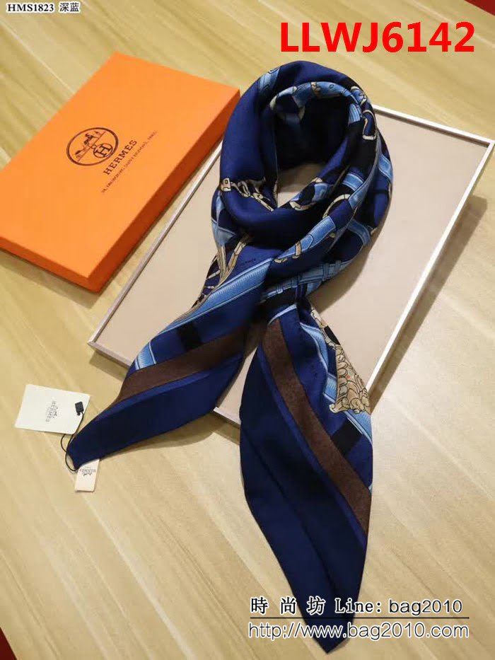 HERMES愛馬仕秋冬新款 鋼鐵蜘蛛皮帶網真絲羊絨長絲巾 LLWJ6142