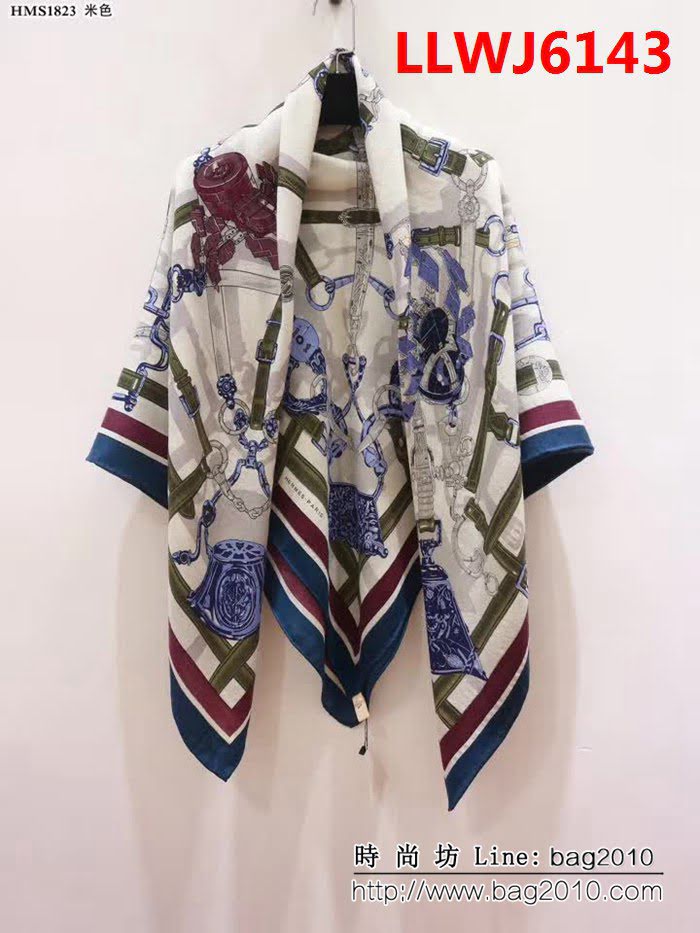 HERMES愛馬仕秋冬新款 鋼鐵蜘蛛皮帶網真絲羊絨長絲巾 LLWJ6143