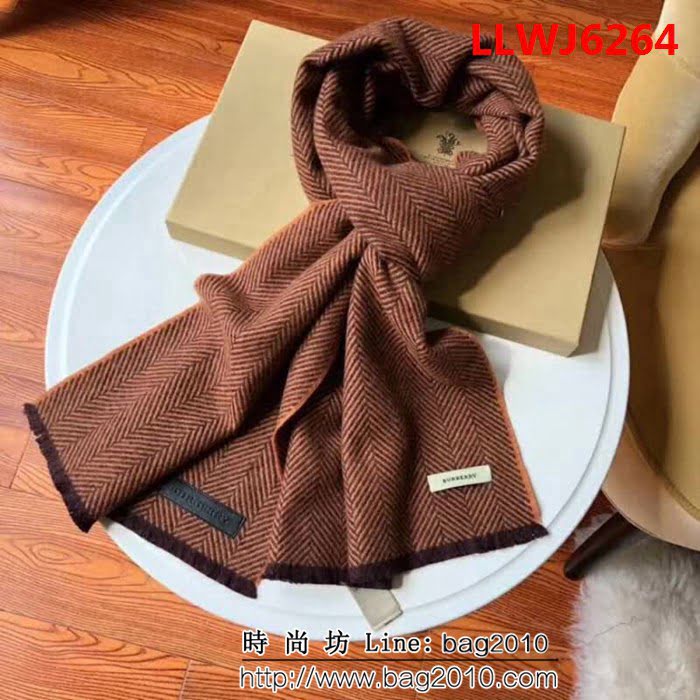 BURBERRY巴寶莉 歐洲原單真皮LOGO標男士羊絨圍巾 LLWJ6264