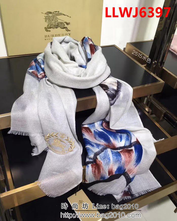 BURBERRY巴寶莉 秋冬新款刺繡戰馬女士高端羊絨羊毛長圍巾 2515 LLWJ6397