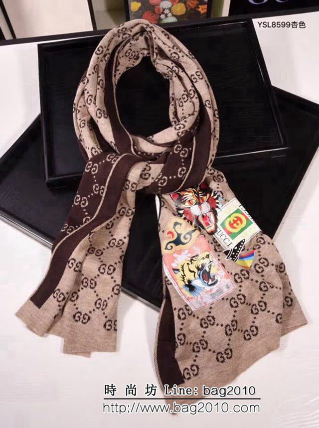 GUCCI古馳頂級原單 專櫃限量百搭款羊絨圍巾 男女同款 YSL8559 LLWJ6529