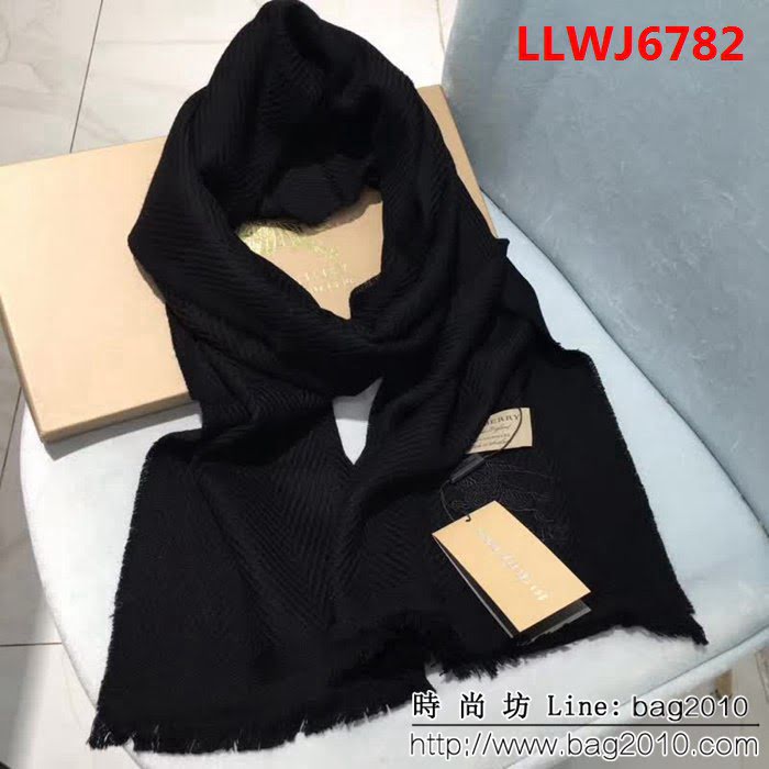 BURBERRY巴寶莉 經典男士爆款 黑灰羊絨圍巾 LLWJ6782