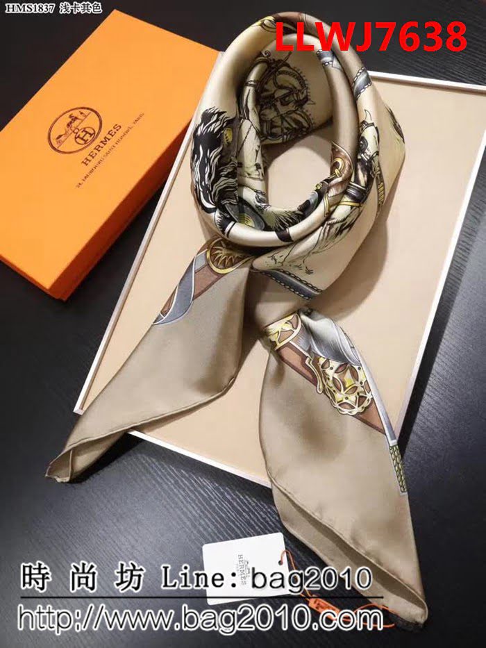 HERMES愛馬仕海外原單 斜紋真絲印花方巾 LLWJ7638