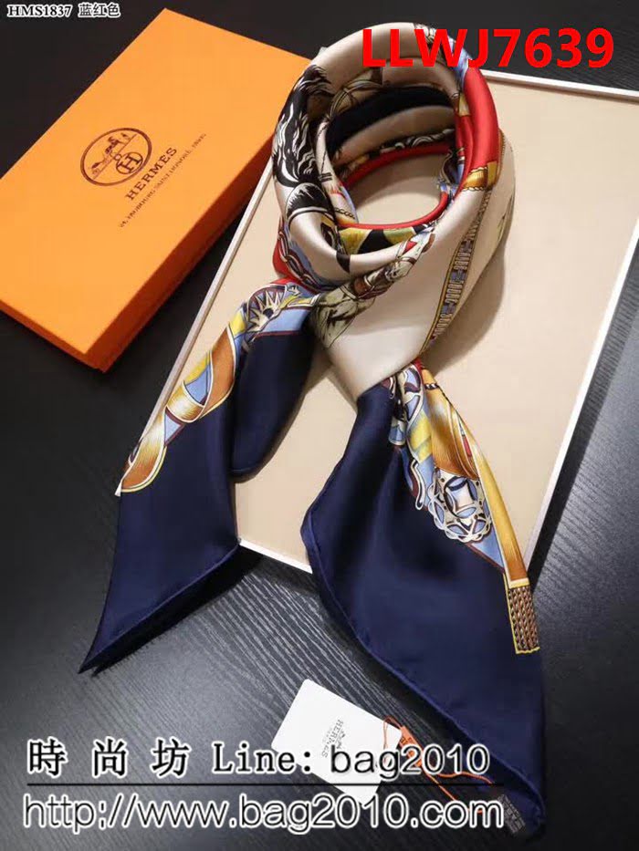 HERMES愛馬仕海外原單 斜紋真絲印花方巾 LLWJ7639