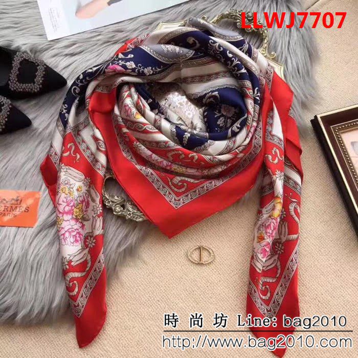 HERMES愛馬仕經典款 2018專櫃新品真絲緞面燙金大方巾 LLWJ7707