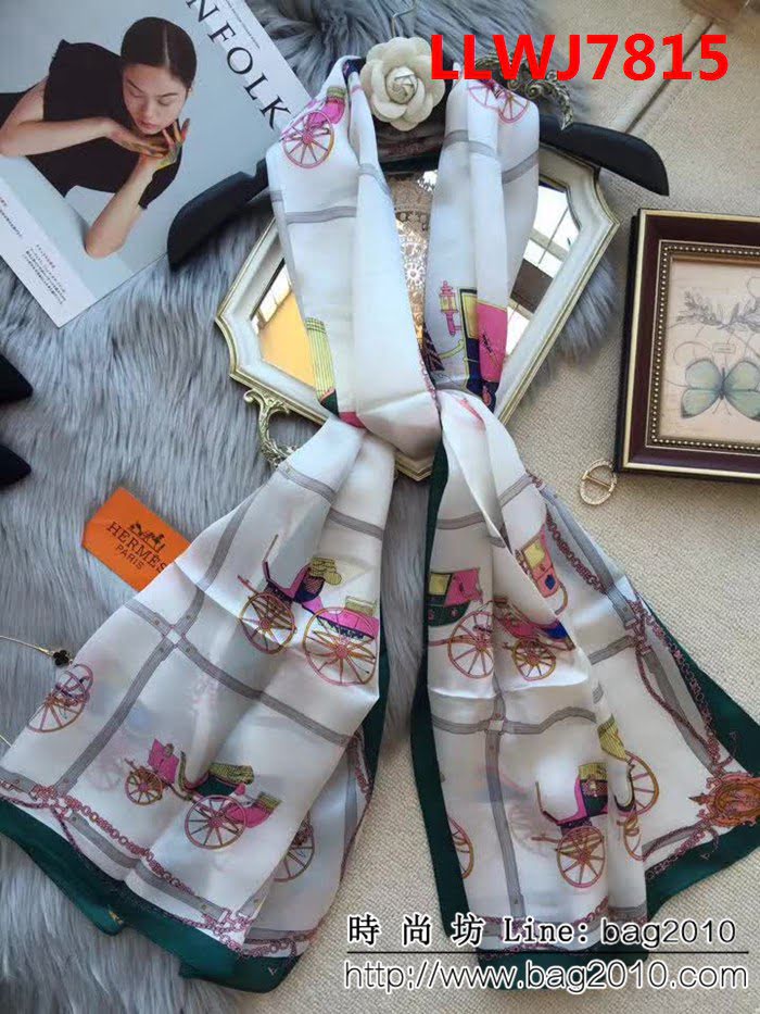 HERMES愛馬仕火爆款 2018專櫃新品真絲喬其緞長圍巾 LLWJ7815