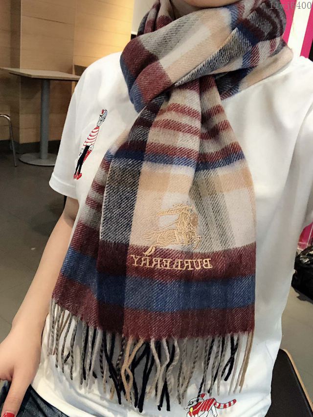Burberry圍巾 海外專櫃 最新男士女士情侶羊絨圍巾 巴寶莉經典條紋圖案長圍巾  llwj6400
