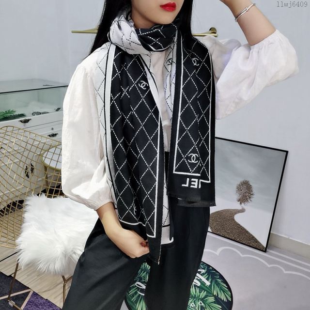 CHANEL圍巾 管道貨 香奈兒雙面女圍巾 香奈兒大牌羊絨圍巾  llwj6409