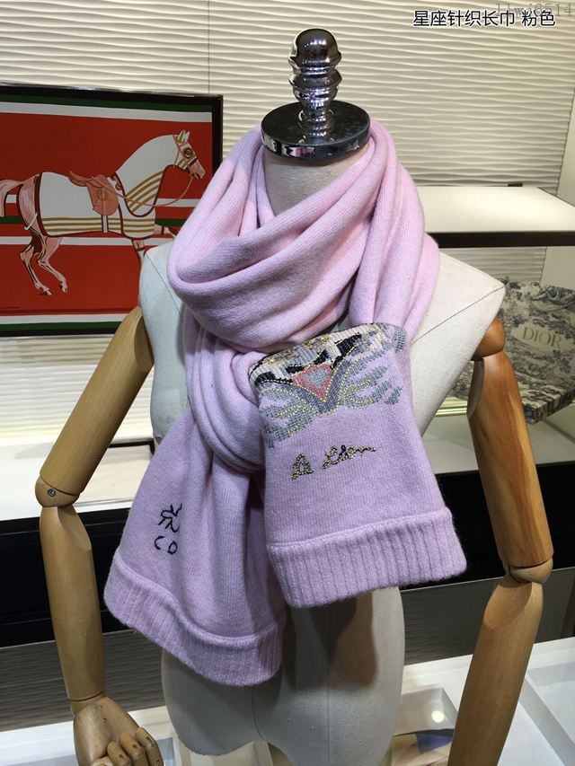 Dior星座針織長巾 雙層加厚 迪奧山羊絨星座手工嵌花圍巾  llwj6514
