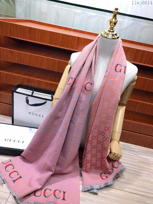 GUCCI圍巾 2019年度最新力作 漸變色彩 加厚款 古馳羊絨混紡女士長圍巾  llwj6614