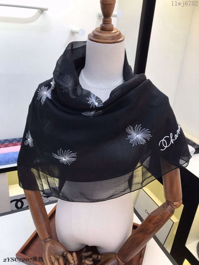 CHANEL圍巾 2019年最新火爆款 香奈兒真絲繡花長巾 CHANE女絲巾  llwj6782