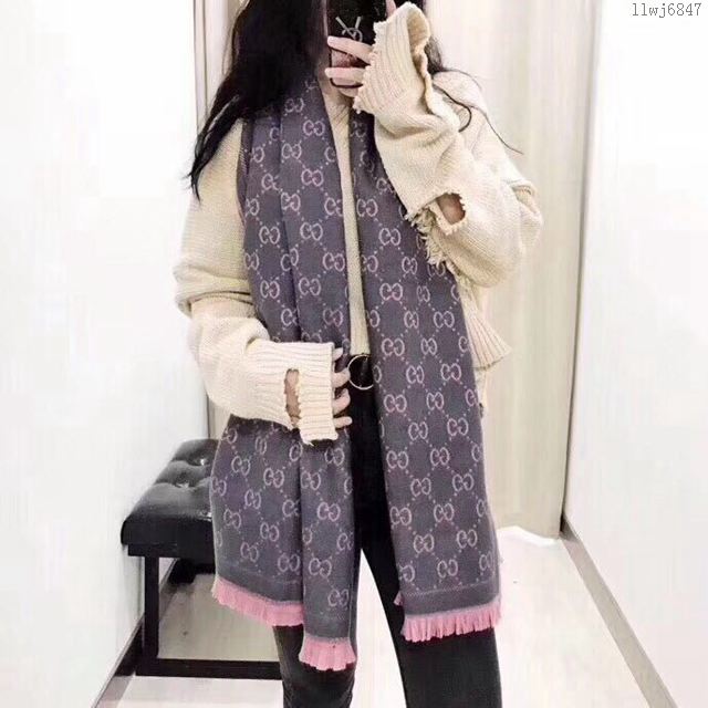 Gucci圍巾 古奇爆款雙G印花時尚圍巾 時尚美女必備款  llwj6847