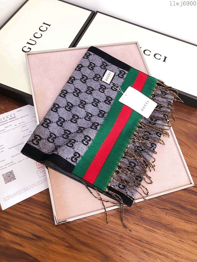 GUCCI圍巾 專櫃對版 古馳水貂絨長圍巾 GUCCI女圍巾  llwj6900