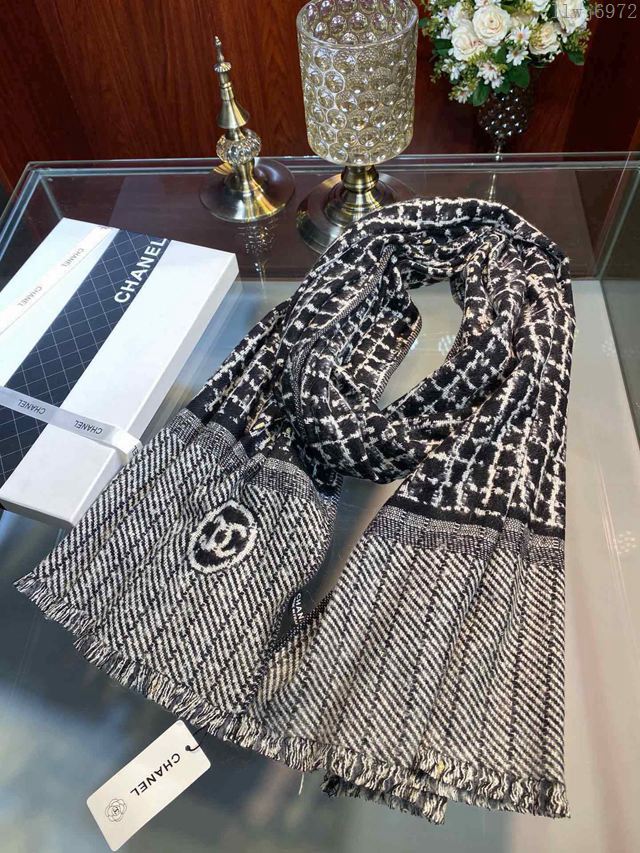 CHANEL圍巾 2019專櫃最新款爆款 香奈兒小格紋羊絨圍巾  llwj6972