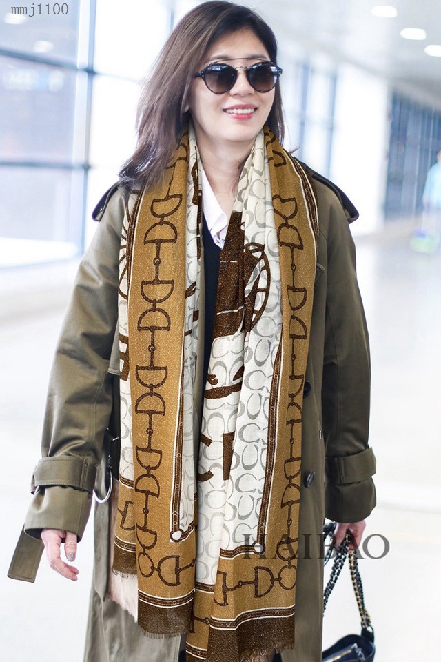 CELINE頂級純羊絨馬車銀線女士長巾 賽琳2021新款客供銀線羊絨長巾  mmj1100
