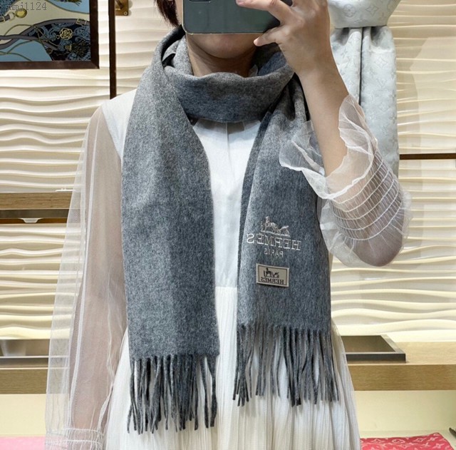 Hermes經典純色羊絨圍巾 愛馬仕2021男女款圍巾  mmj1124