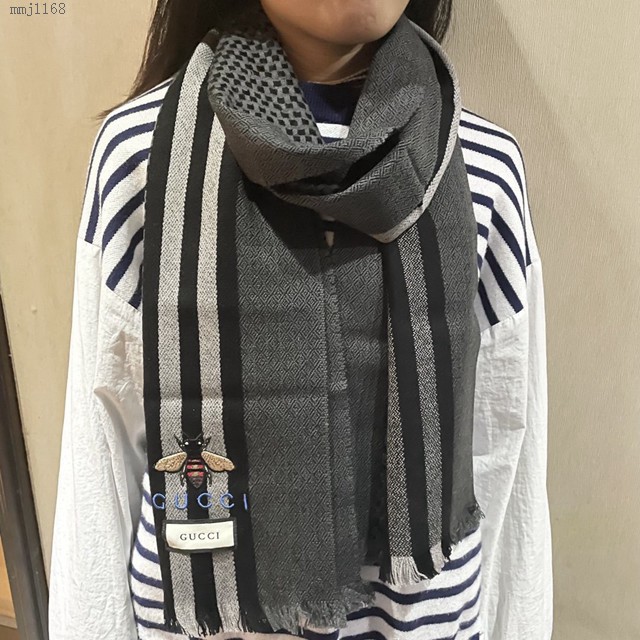 Gucci經典羊絨長巾 古馳2021新品羊絨經典條紋編織圍巾 古琦男士女士圍巾  mmj1168