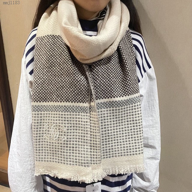 CHANEL爆款女士羊絨圍巾 香奈兒2021專櫃新款雙面披肩圍巾  mmj1183