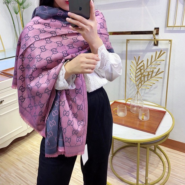 Gucci經典羊絨長圍巾 古馳GG印花女士圍巾 古琦羊毛羊絨圍巾披肩  mmj1286
