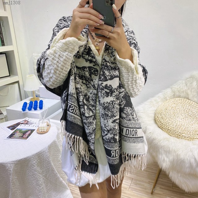 DiorCD動物印花長巾女士圍巾 迪奧2021專櫃款圍巾披肩毛毯三用  mmj1308