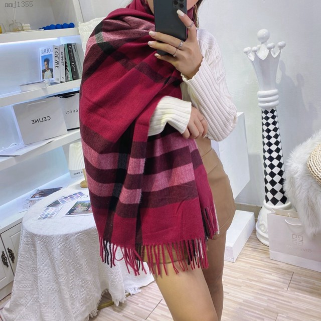 Burberry經典寬格混紡大披肩 經典格子女士圍巾披肩 巴寶莉2021新款羊毛羊絨圍巾  mmj1355