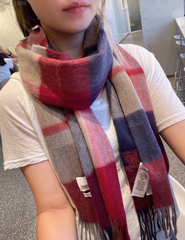 Burberry秋冬單品情侶款羊絨圍巾 巴寶莉2021新款格子圍巾  mmj1408