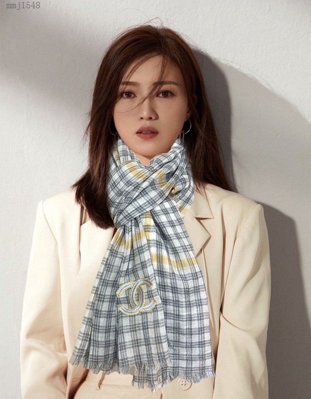 CHANEL專櫃2021新款女士圍巾 香奈兒格子羊絨披肩圍巾  mmj1548