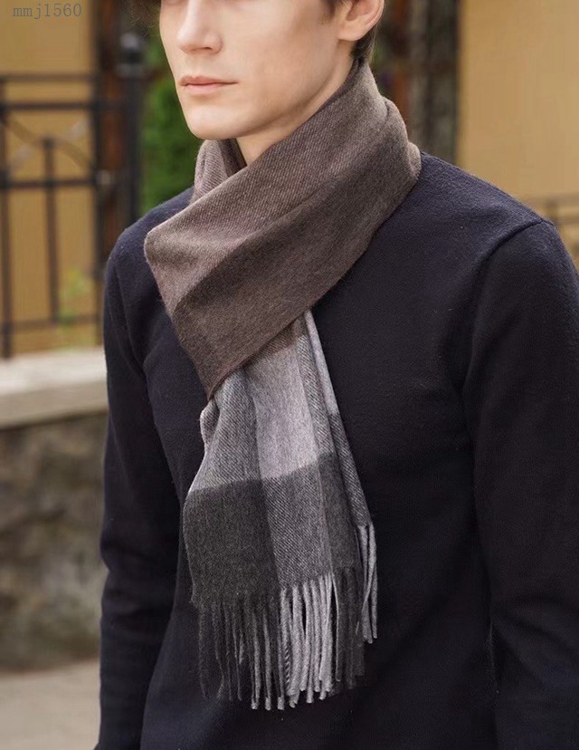 Burberry最新男士雙色純羊絨圍巾 巴寶莉2021新款男士羊絨圍巾  mmj1560