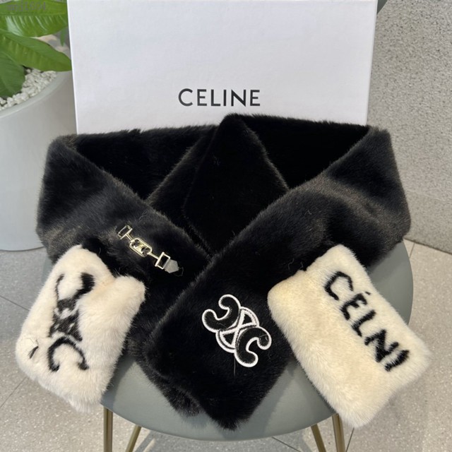 Celine賽琳2021秋冬百搭圍脖 賽琳拼色纖維毛皮草  mmj1604
