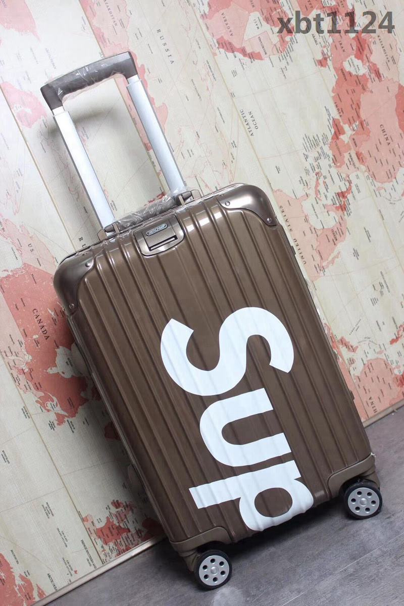 潮牌Suprmem聯名rimowa日默瓦 專櫃雙排萬向靜音飛機輪 航空7系鋁合金 拉箱/拉杆箱 20寸登機箱  xbt1124