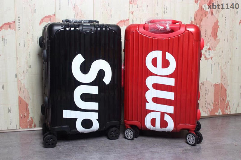潮牌Suprmem聯名rimowa日默瓦 專櫃雙排萬向靜音飛機輪 航空7系鋁合金 拉箱/拉杆箱 20寸登機箱  xbt1140