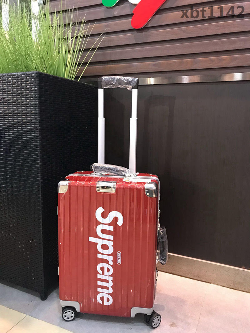 潮牌Suprmem聯名rimowa日默瓦 專櫃雙排萬向靜音飛機輪 航空7系鋁合金 拉箱/拉杆箱 20寸登機箱  xbt1142