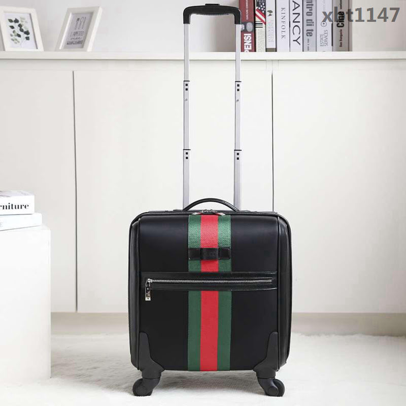 GUCCI古馳 16寸航空登機箱 義大利進口降落傘布 古馳經典編織紅綠帶 超順滑萬向輪拉杆箱  xbt1147