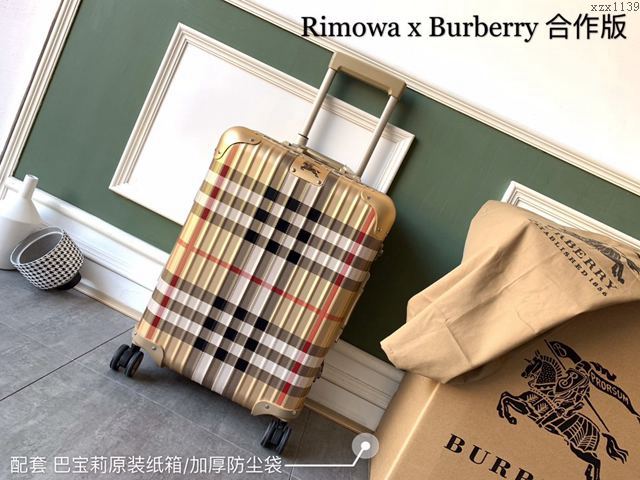 Rimowa拉杆箱 66666 Rimowa x Burberry首度合作版 經典巴寶莉格子紋 全裸鎂合金 日默瓦拉箱 巴寶莉行李箱xzx1139