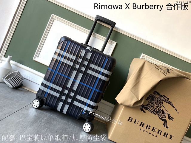 Rimowa拉杆箱 66666 Rimowa x Burberry首度合作版 經典巴寶莉格子紋 全裸鎂合金 日默瓦拉箱 巴寶莉行李箱xzx1140