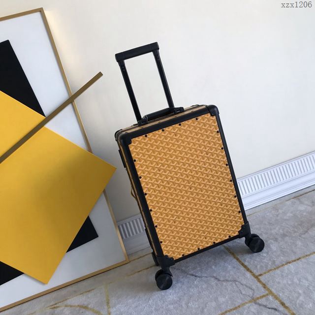 Goyard行李箱 90048 戈雅拉杆箱 標誌性的印花圖案配鋁框 復古形拉箱 20寸登機箱xzx1206