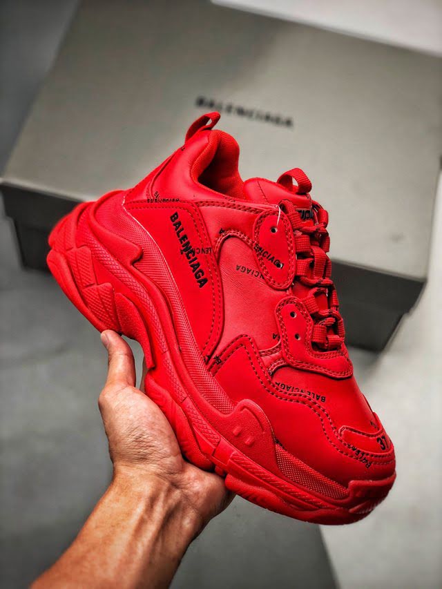 Balenciaga經典款男女鞋 巴黎世家頂級版本Triple S大底LOGO大紅彈幕老爹鞋 Balenciaga情侶款老爹鞋  hdbl1212
