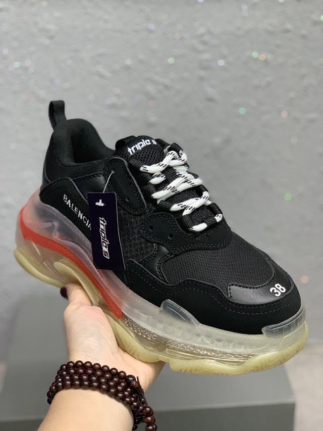 Balenciaga經典款男女鞋 巴黎世家頂級版本Triple S厚底氣墊大底LOGO老爹鞋 Balenciaga情侶款老爹鞋  hdbl1275