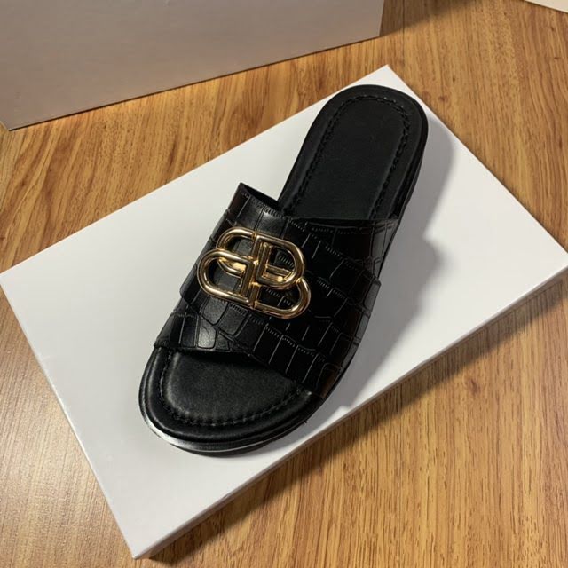Balenciaga經典款男鞋 巴黎世家頂級版本男士夏季牛皮鞋面涼拖  hdbl1282