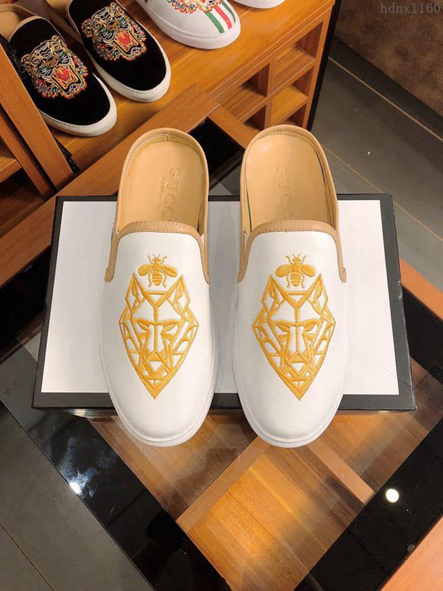 GUCCI男鞋 2019夏季新款 古馳半拖男鞋 原單品質 Gucci牛皮休閒男鞋  hdnx1160