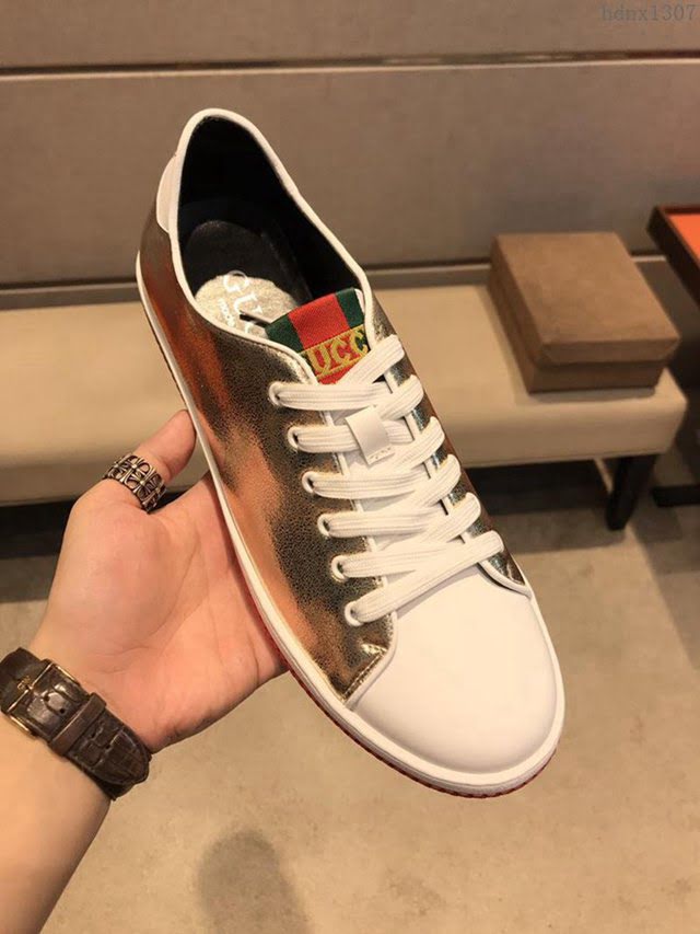 GUCCI男鞋 頂級代購男士2019HK專櫃同步 古馳男休閒板鞋 高品質 Gucci系帶男鞋  hdnx1307