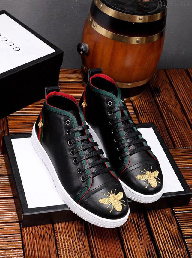 GUCCI男鞋 古馳秋冬高邦新款男鞋 進口牛皮 電繡 Gucci休閒男板鞋  hdnx1313