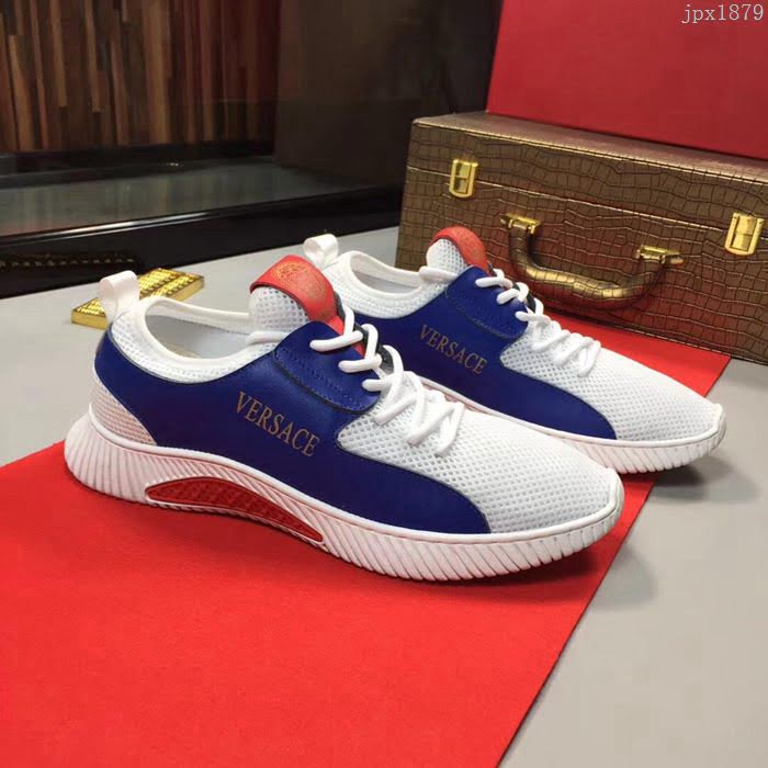 VERSACE男鞋 範思哲時尚休閒鞋 範思哲牛皮網布運動鞋  jpx1879