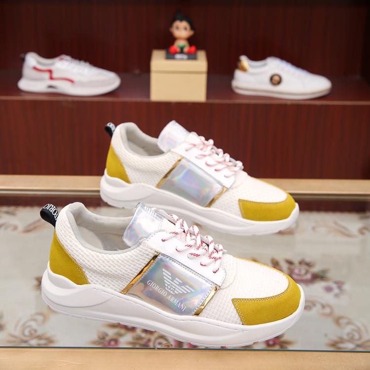 Armani男鞋 休閒男鞋 漆皮牛皮搭配透氣網布 阿瑪尼休閒板鞋  jpx1972