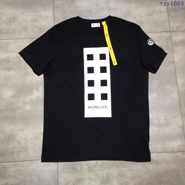 Moncler男短袖 Moncler X Palm Angels19春夏新款 盟可睞黑色T恤  tzy1693