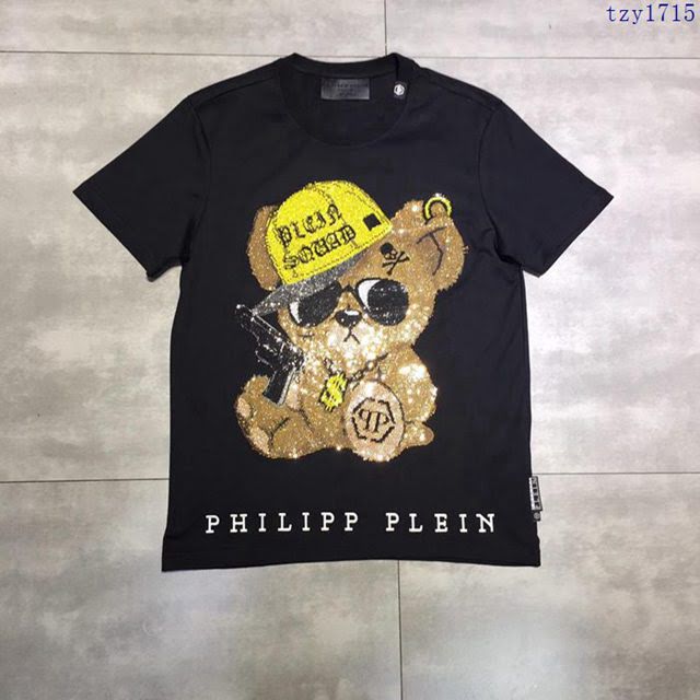 Philipp Plein短袖衣 19春夏新款 普萊因男士黑色小熊印花T恤  tzy1715