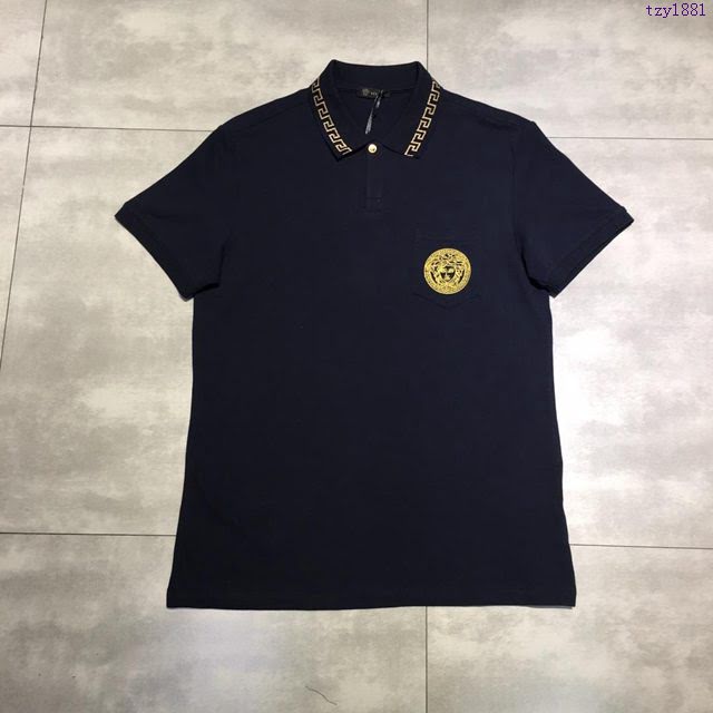 Versace短袖衣 19春夏新款 範思哲男士藏青色polo衫  tzy1881