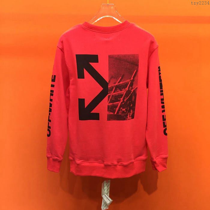 OffWhite男裝 19-20FW新款 最高品質 off圓領衛衣 off紅色套頭男衛衣 男士秋季新款單品  tzy2234