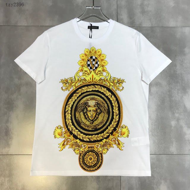 Versace男短袖 範思哲2020新款男裝 超閃重工燙鑽男T恤  tzy2396