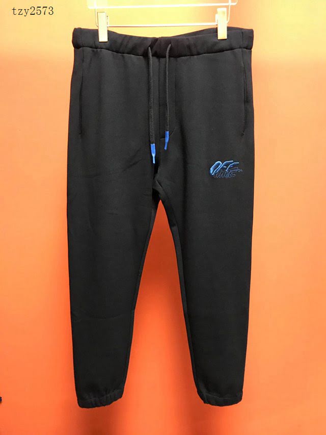 Offwhite男士休閒褲 2020新款重工刺繡衛褲 Off黑色長褲  tzy2573